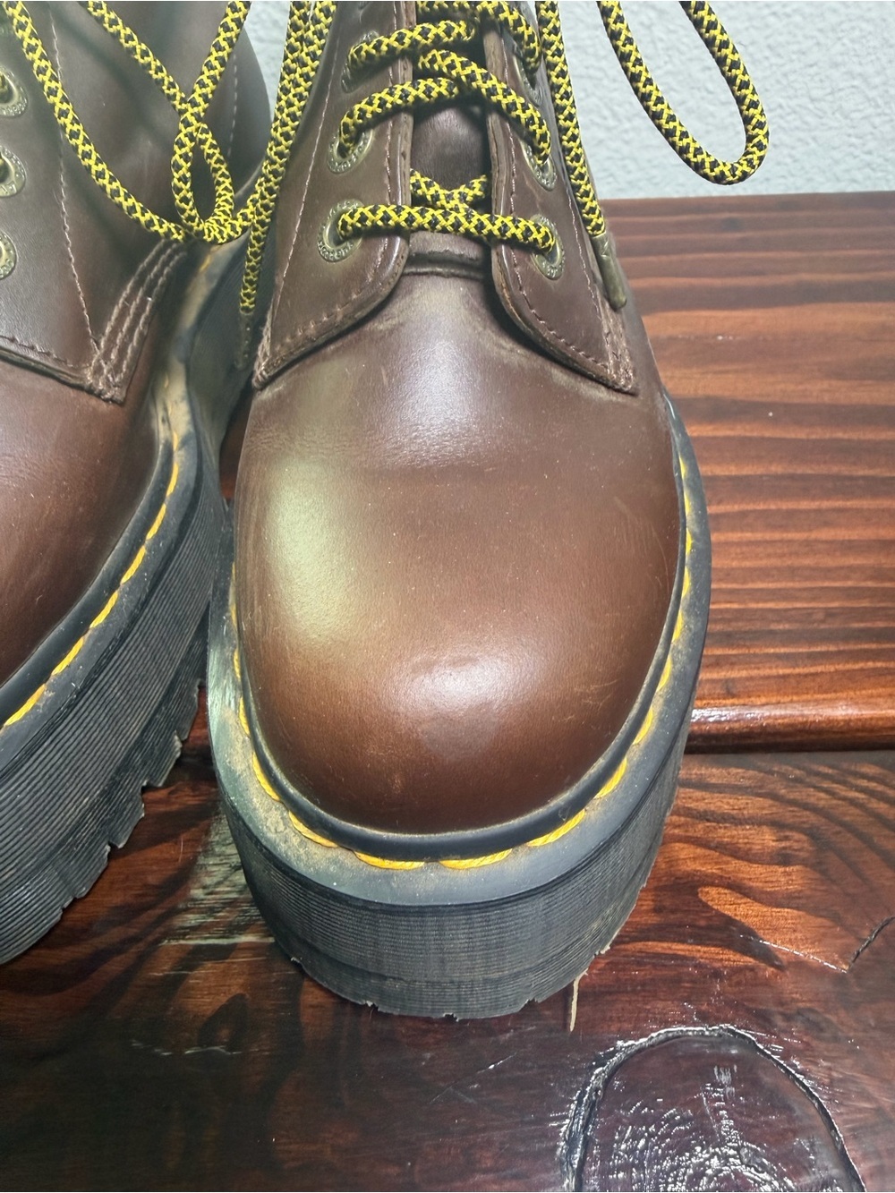 Dr. Martens Brown Burgundy 1460 Pascal Max with Yellow Laces Size W9 - Picture 7 of 13